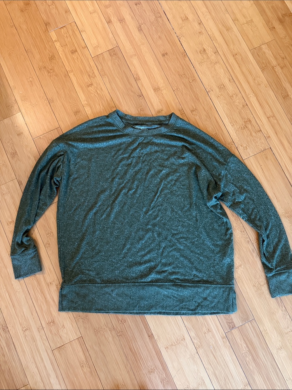 Time and Tru Women's Long Sleeve Heathered Teal Pullover
